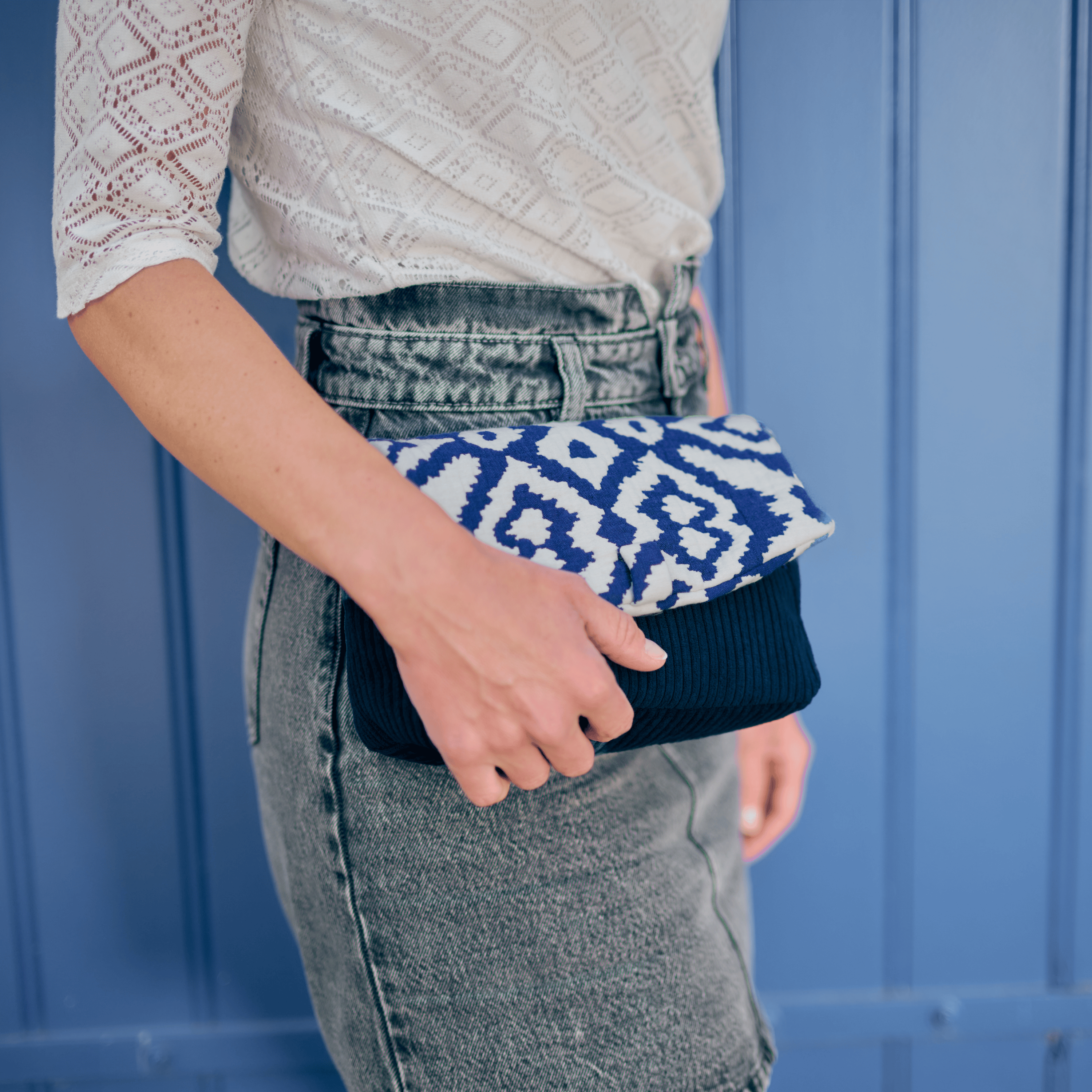 Rabat Sac Compagnon Jacquard Bleu