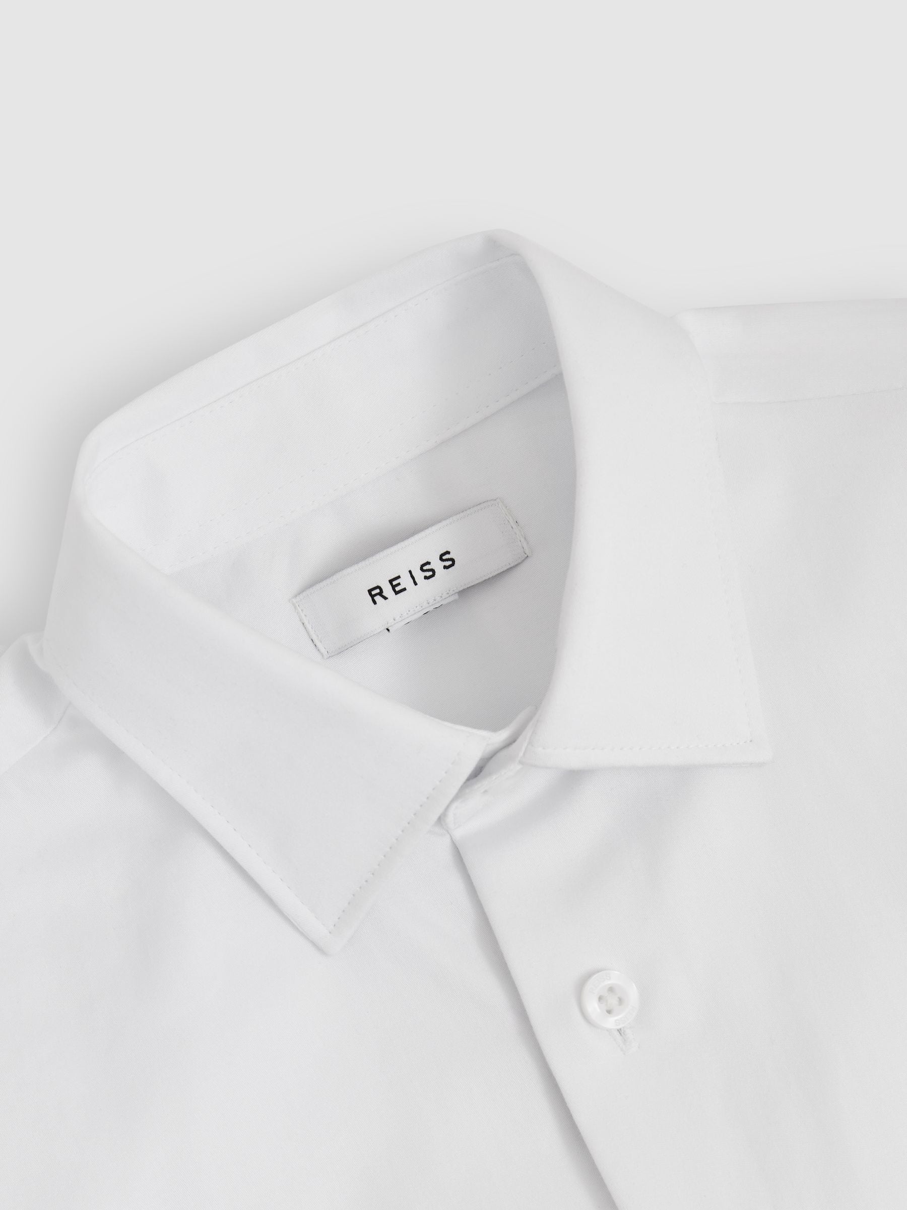 Reiss Woods Katoenen Slim-Fit Overhemd met Korte Mouwen