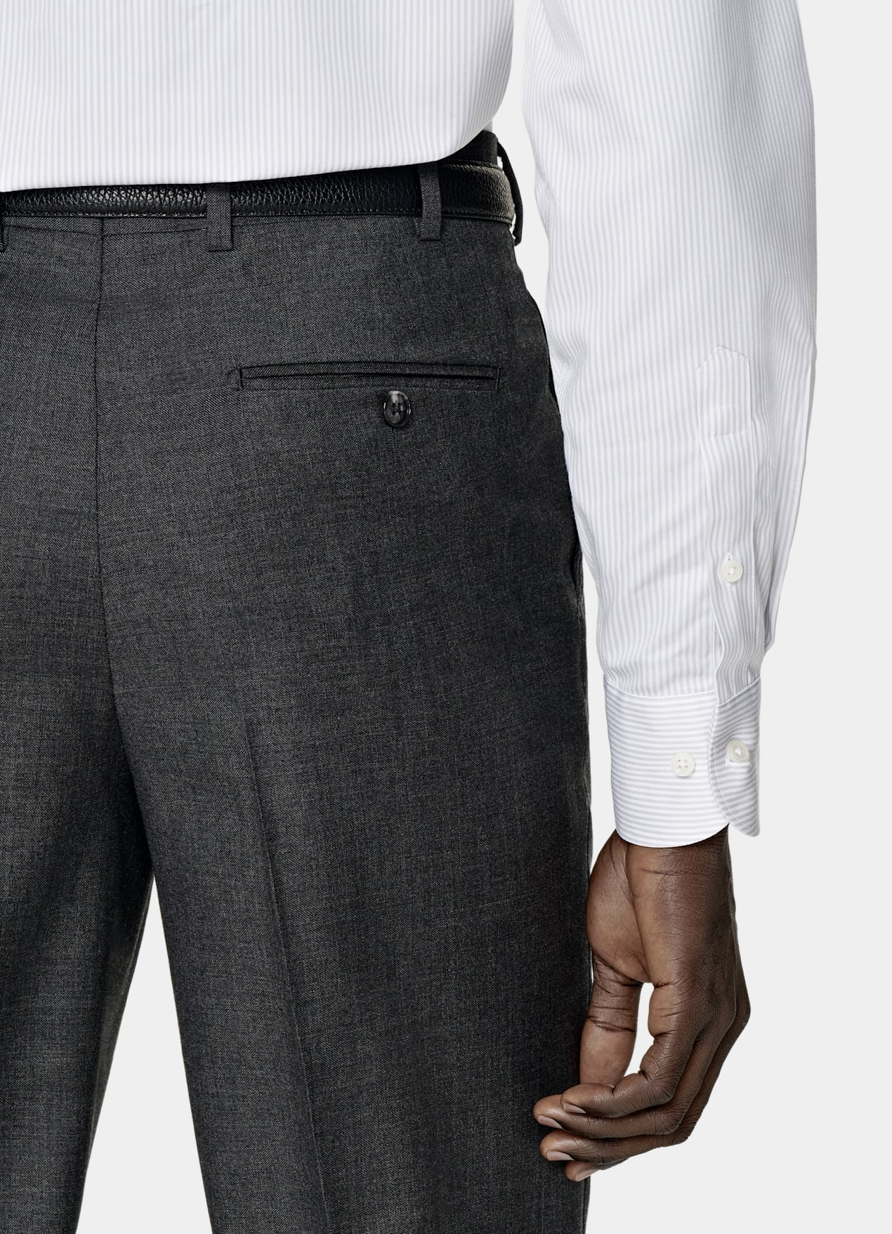 Chemise coupe ajustée en twill gris clair à rayures