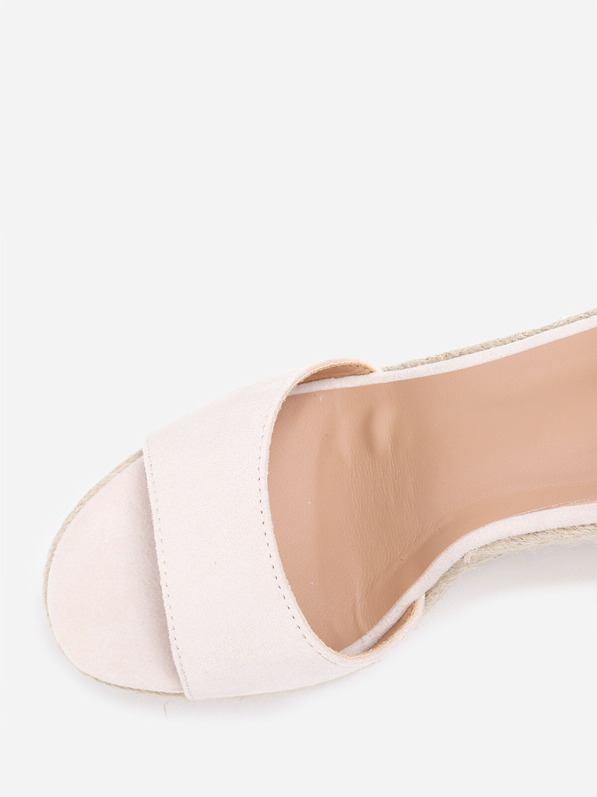 Sandales crèmes à semelle compensée et liens Beige clair- Beige clair