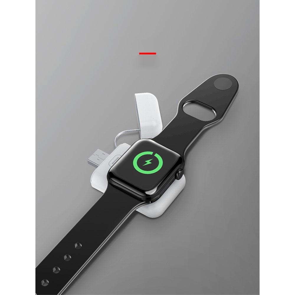 Magnetische Apple Watch Powerbank Qi-Wireless Charger USB Ladegerät (1000mAh) - Weiss