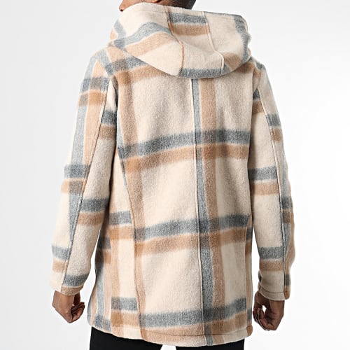 Manteau Capuche A Carreaux UY902 Beige
