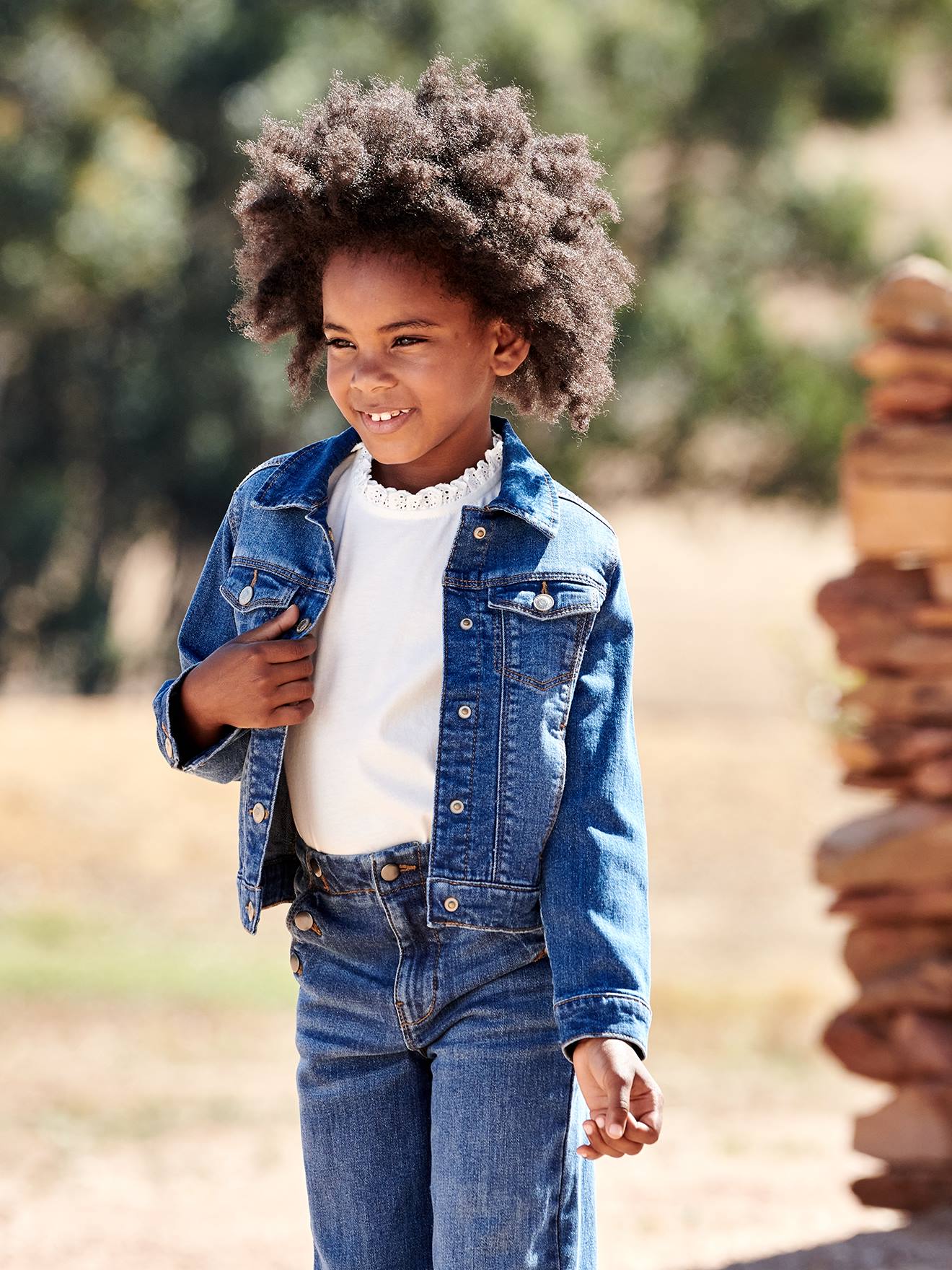 Jaqueta jeans personalizável para meninas, cor pedra