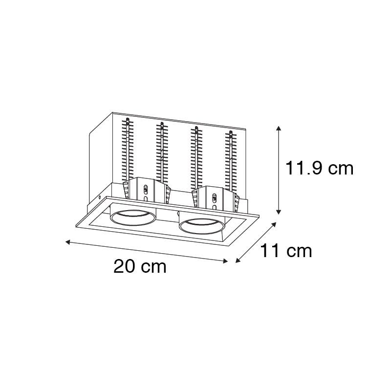 Set van 6 Moderne inbouwspot zwart verstelbaar 2-lichts - Roof