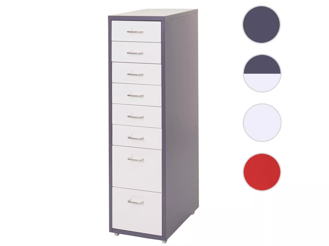 Caisson roulant Preston T851, gris foncé blanc
