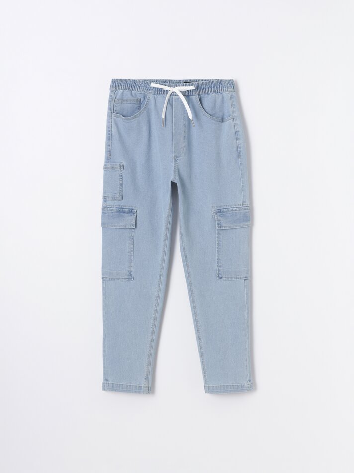 Calça jogger cargo - Índigo