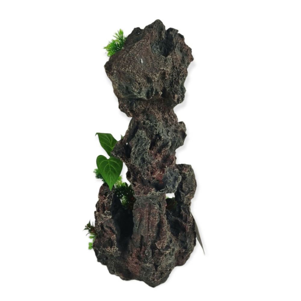 Décoration rocher et plantes 22x16x h 45cm, aquarium.