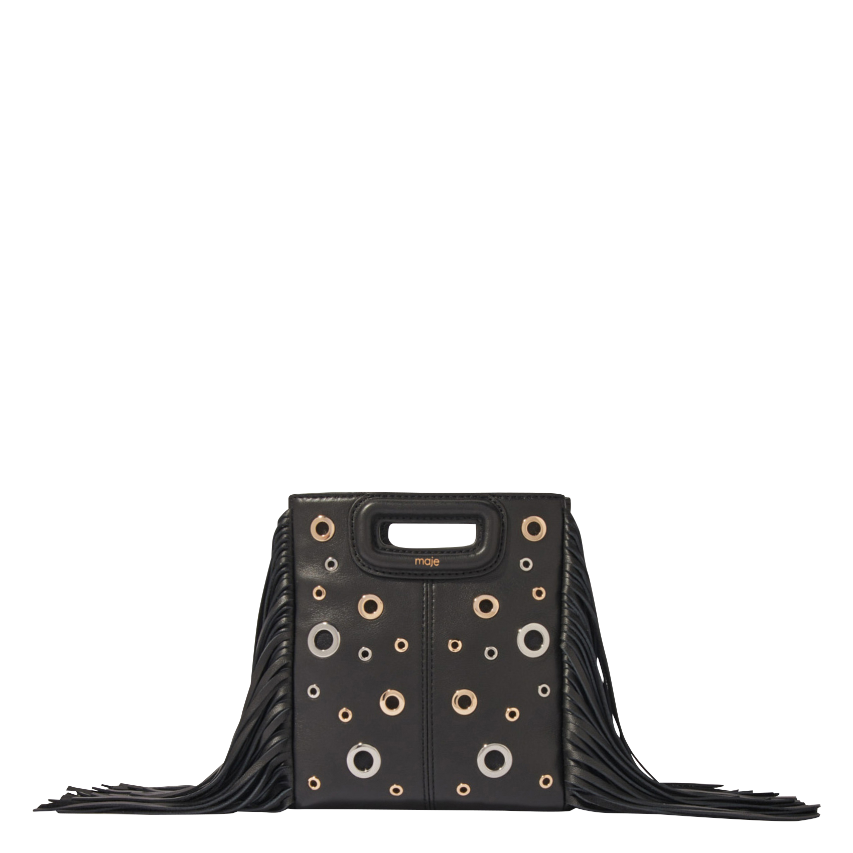 M MINI - Sac bandoulière à oeillets en cuir | Noir