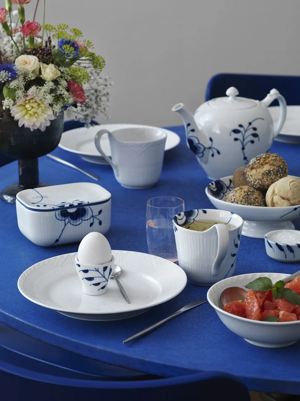 Royal Copenhagen Blå Mega Riflet Smørboks
