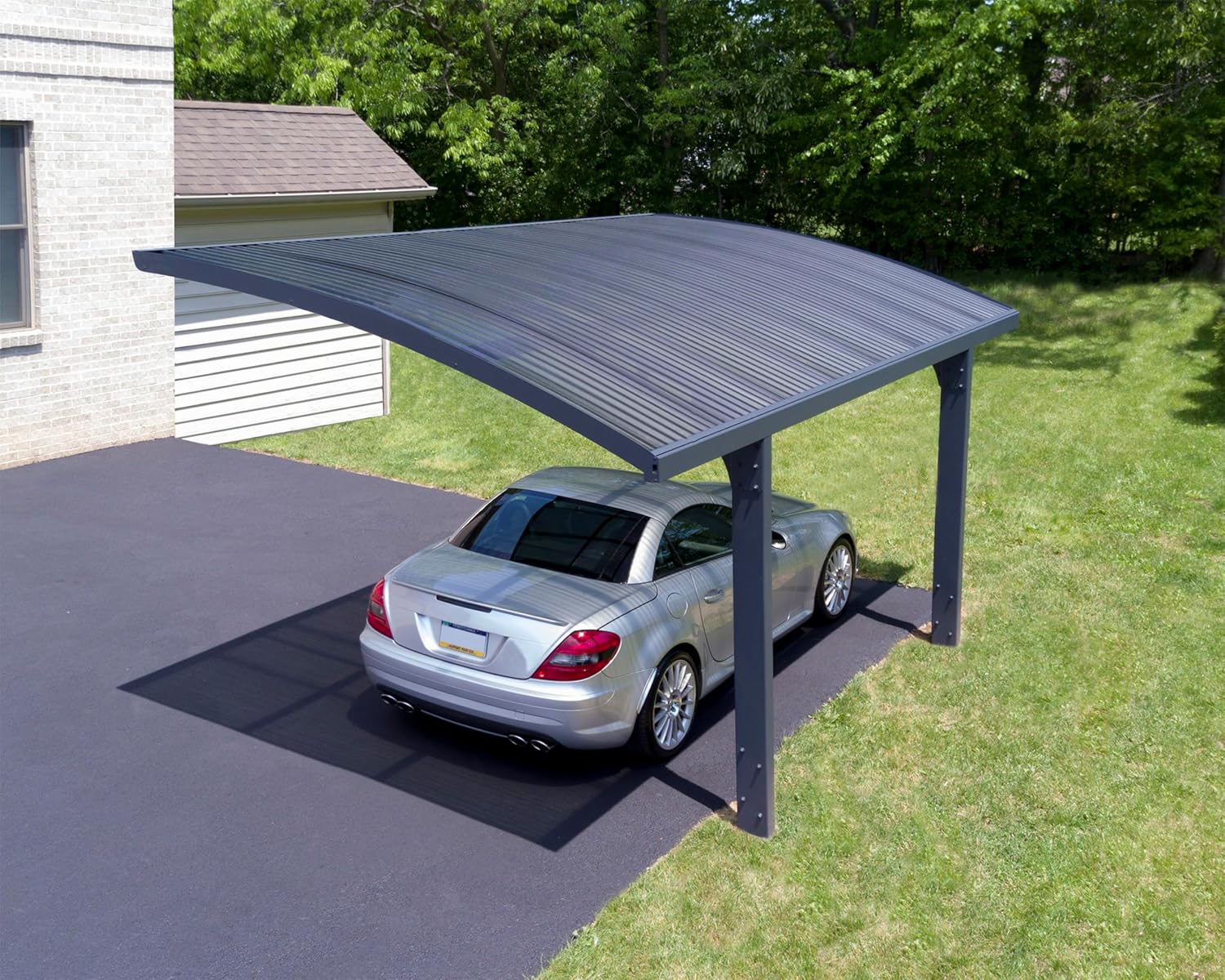 Canopia by Palram Carport Bausatz Arizona Wave 495 x 289cm Einzelcarport Polycarbonat in Anthrazit für PKW aus rostfreiem Aluminium