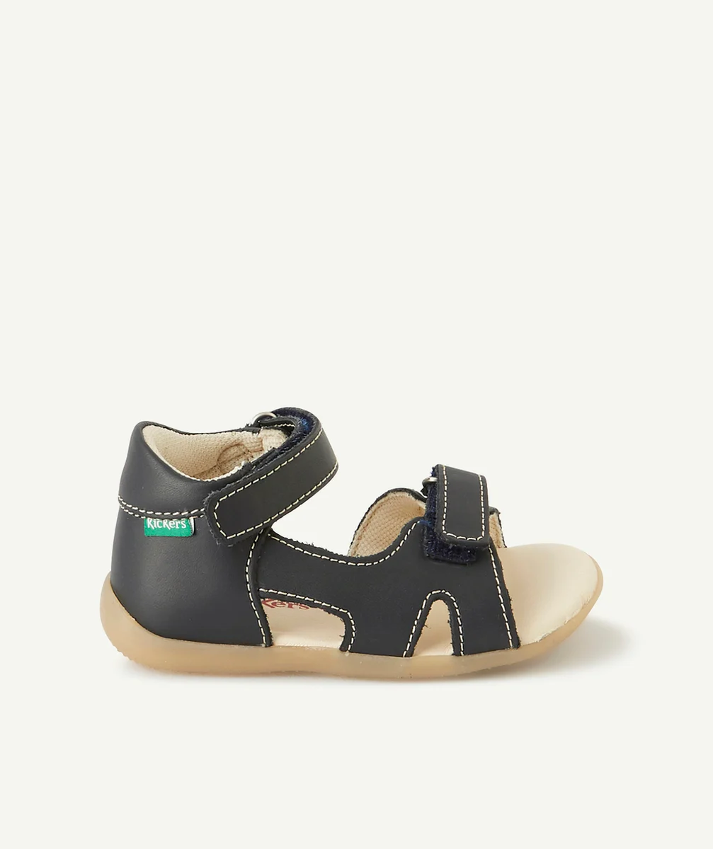 KICKERSLES SANDALES BINSIA EN CUIR BLEU MARINE