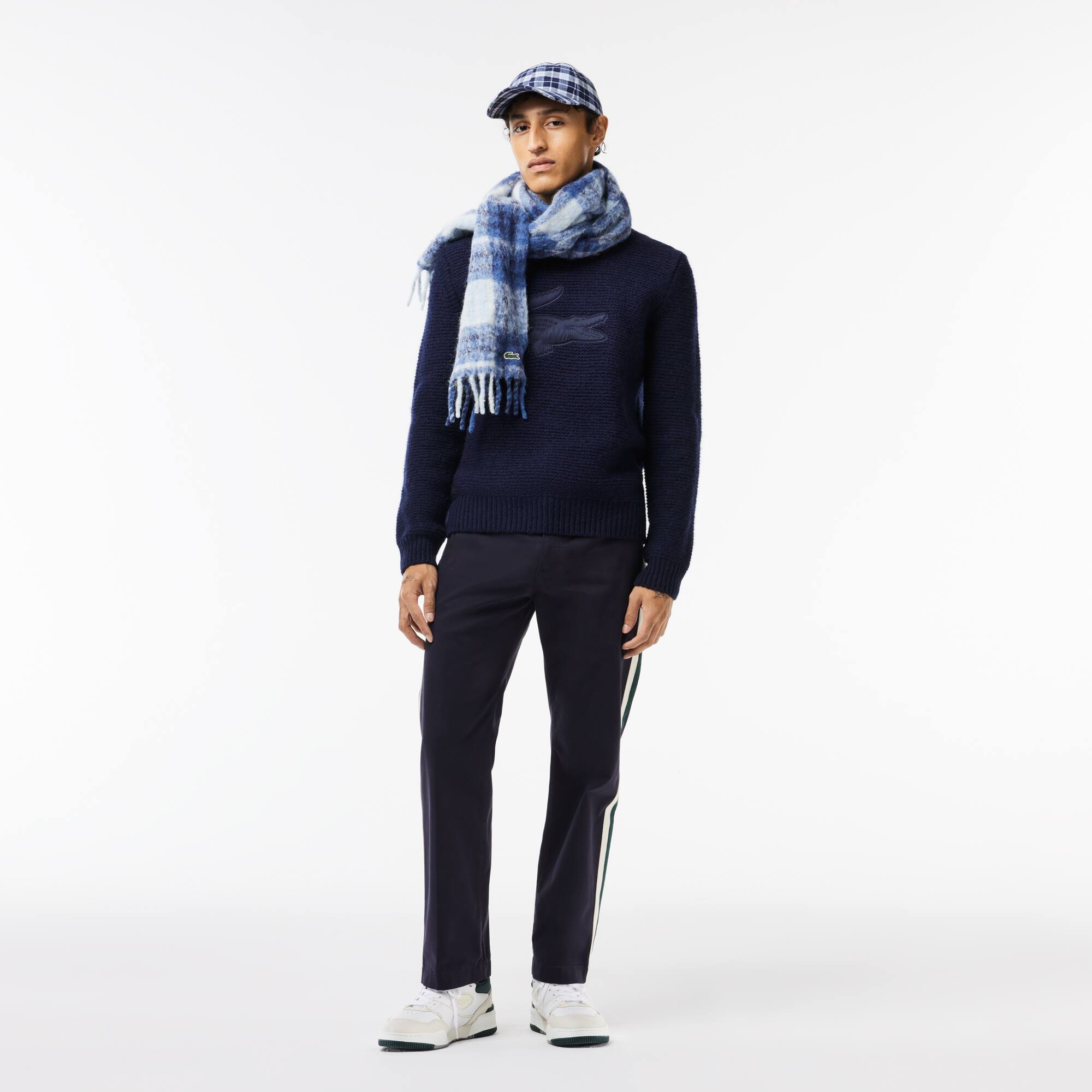 Woll-Pullover mit gestepptem Croc-Aufnäher Pullover - Blau - Lacoste - Herren