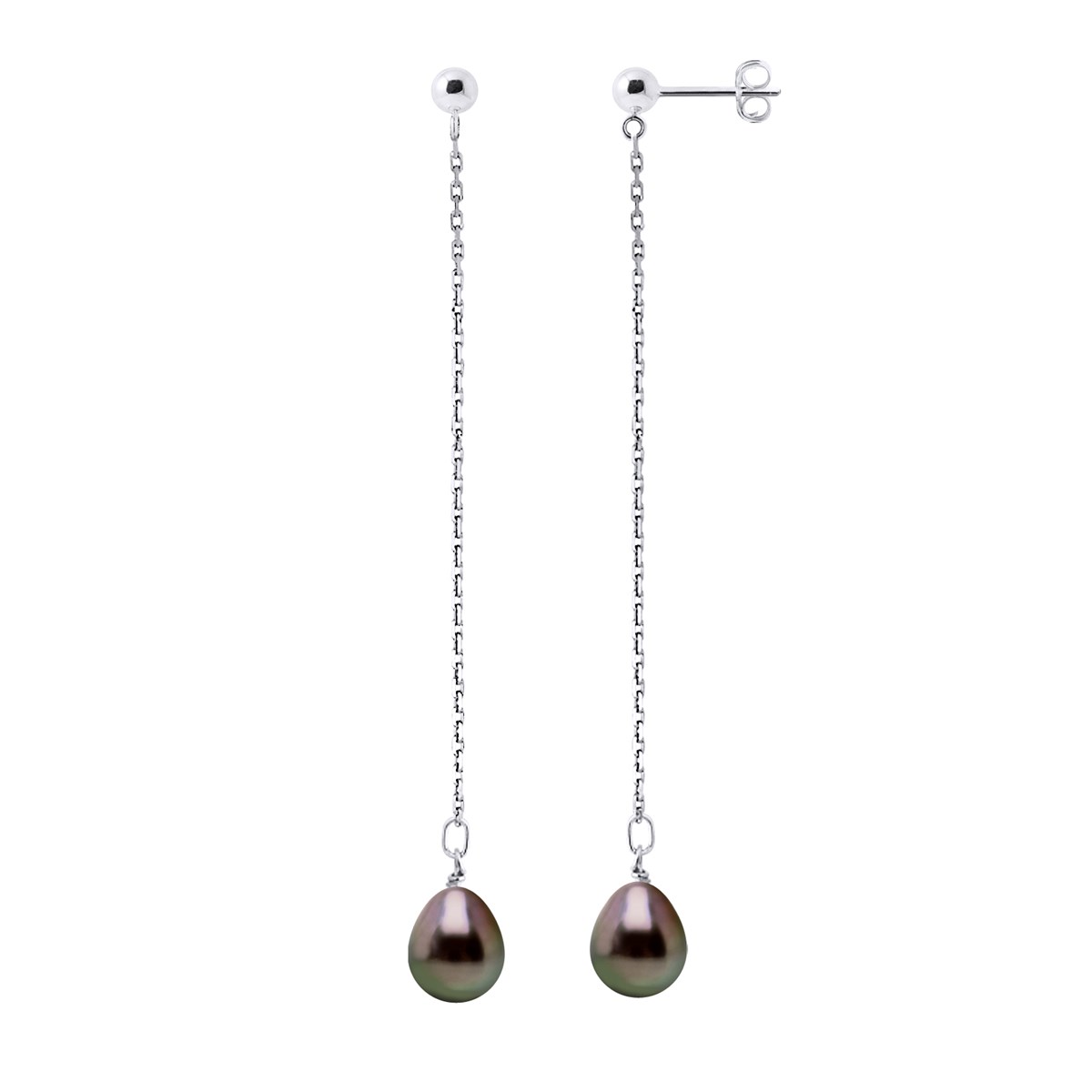 STELLA - Boucles d'Oreilles Perles de Tahiti 8-9 mm Or Blanc