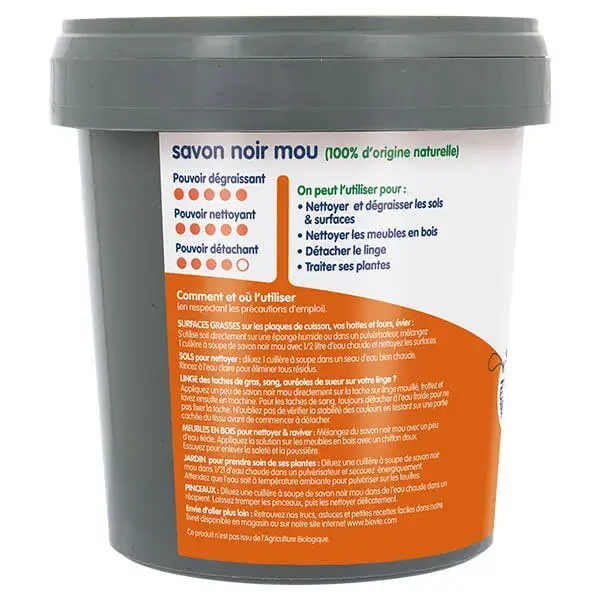 Biovie Savon noir mou, nettoie & dégraisse 750g