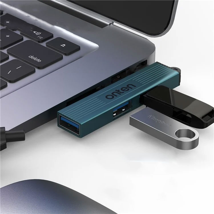 3in1 USB-C (m) auf 2x USB 2.0 / 1x USB 3.0 (w) Daten Multiport Adapter - Türkis
