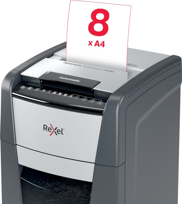 Rexel Optimum AutoFeed+ 300M mikroskåret makulator
