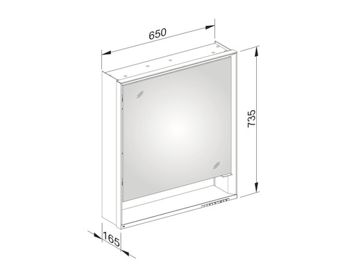 KEUCO Royal Lumos spiegelkast 65 x 16,5 x 73,5 cm, gespiegeld, 1-deurs, LED, IP 24, 712