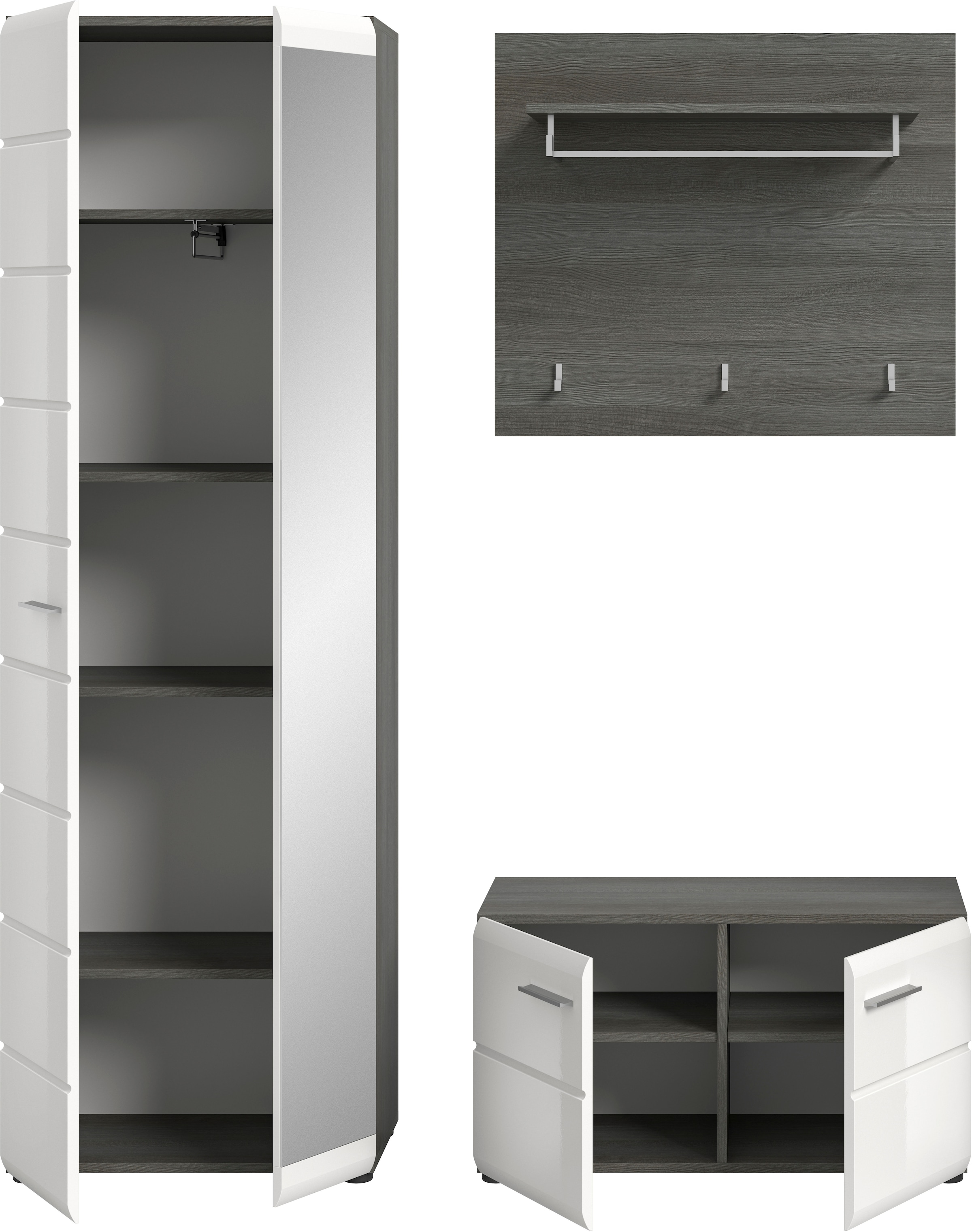 INOSIGN Garderoben-Set »Rumba, 3-teilig, Breite 155 cm, Hochglanz Front, bestehend aus:« 3 Stk. tlg.