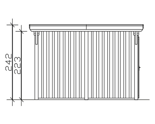 Enkele carport SKAN HOLZ Emsland incl. berging, paalankers 404 x 846 cm leisteen
