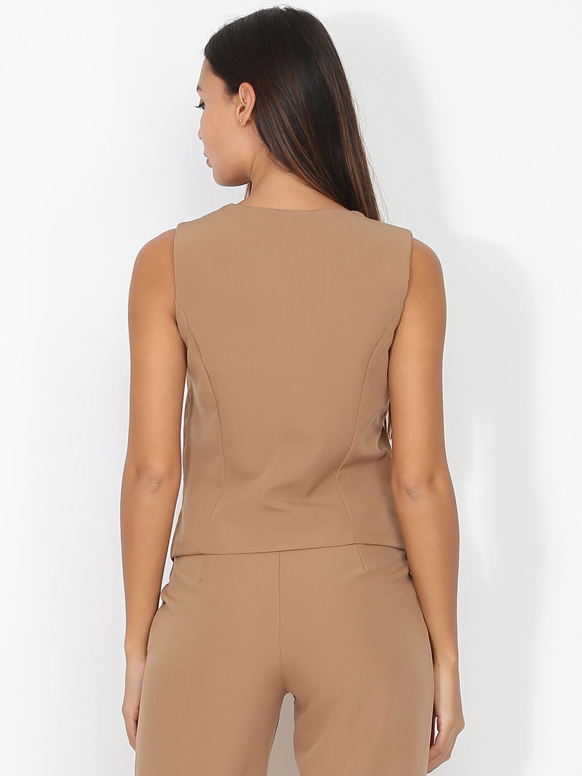 Veston cintré à boutons- Camel