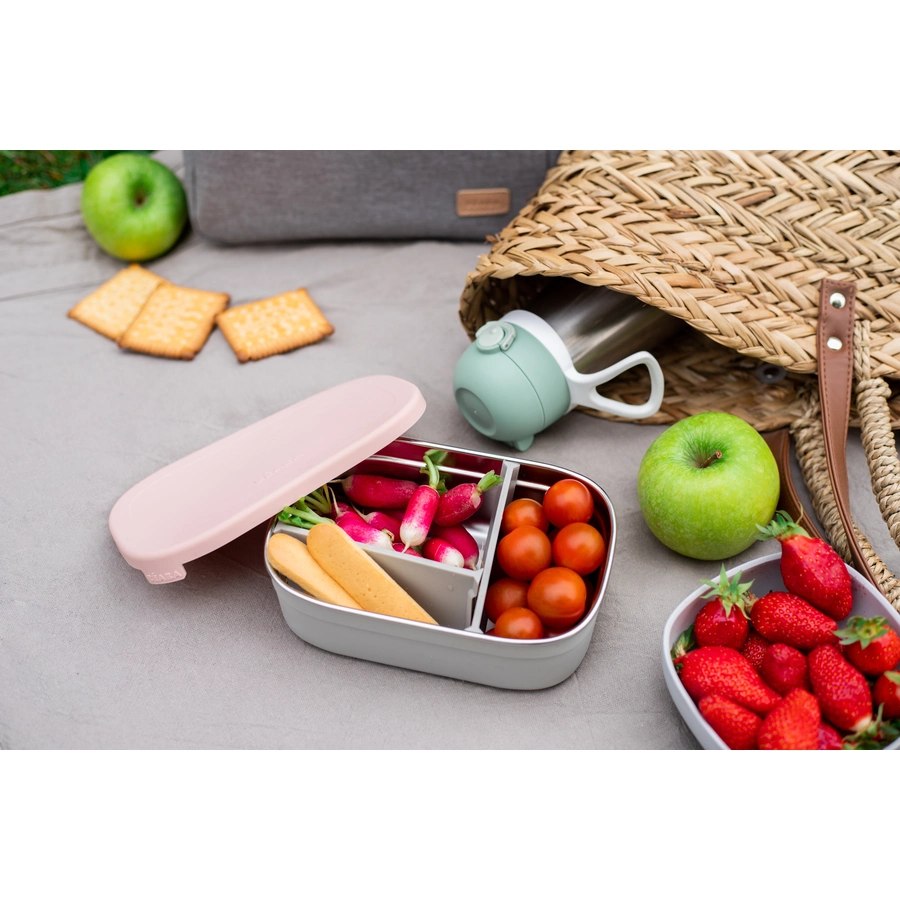 BEABA® Lunchbox aus Edelstahl - velvet graudusty rosa