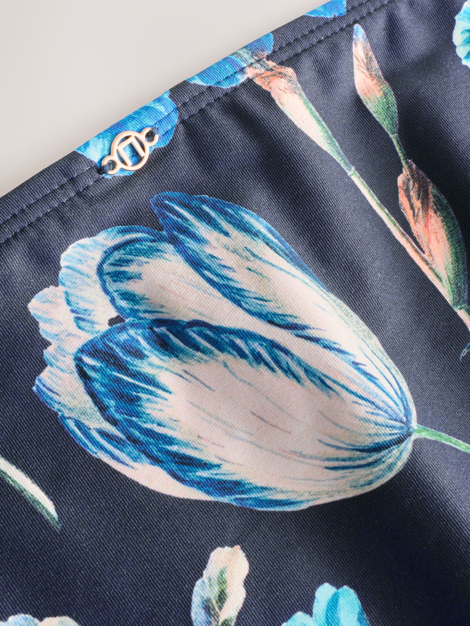 Kew Collection marineblauw met bloemenprint - Bikini broekje met print