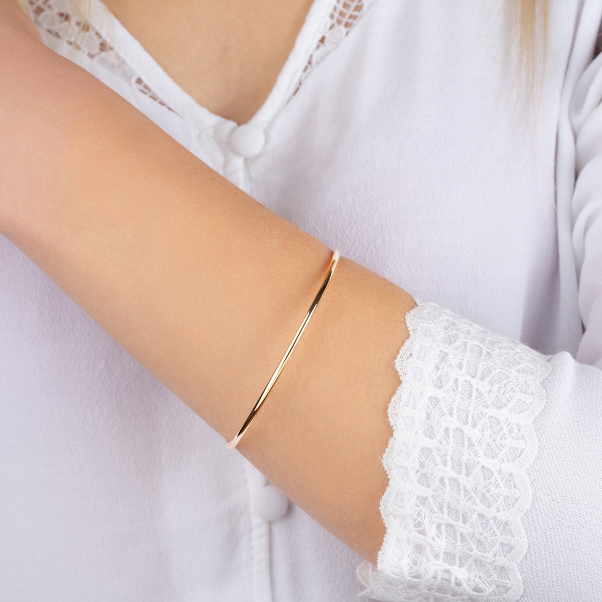 Bracelet jonc fil Brillaxis plaqué or jaune 62mm