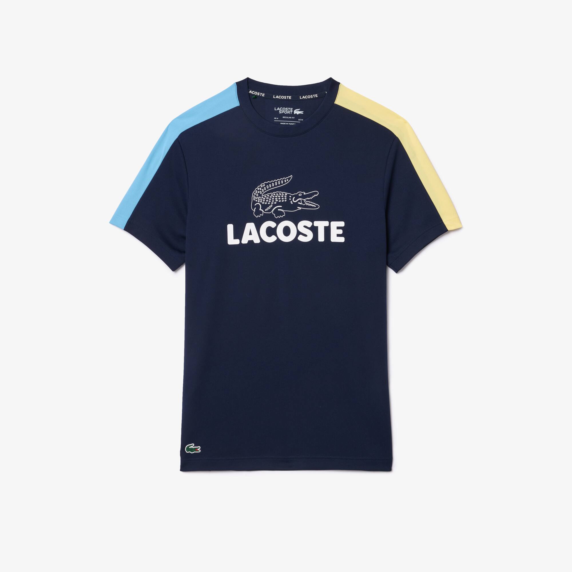 Ultra-Dry Tennis-T-Shirt mit Colour-Block und Aufdruck T-Shirts - Blau - Lacoste - Herren
