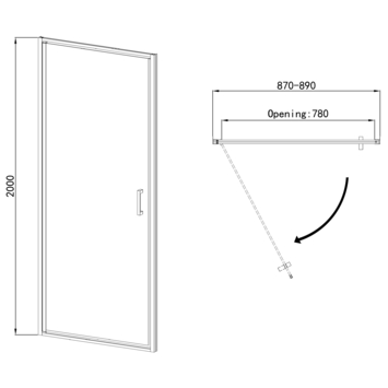 Allibert draaideur Loft Game 90x200cm zwart transparant