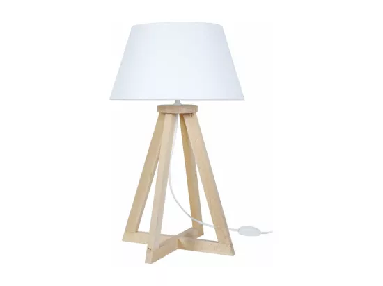 Lampe de chevet pyramide bois naturel,blanc 52 cm.