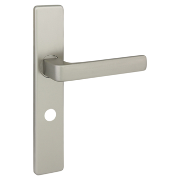 Gamma deurkruk set Tampere recht schild vrij-bezet sluiting 63/8 mm RVS look aluminium