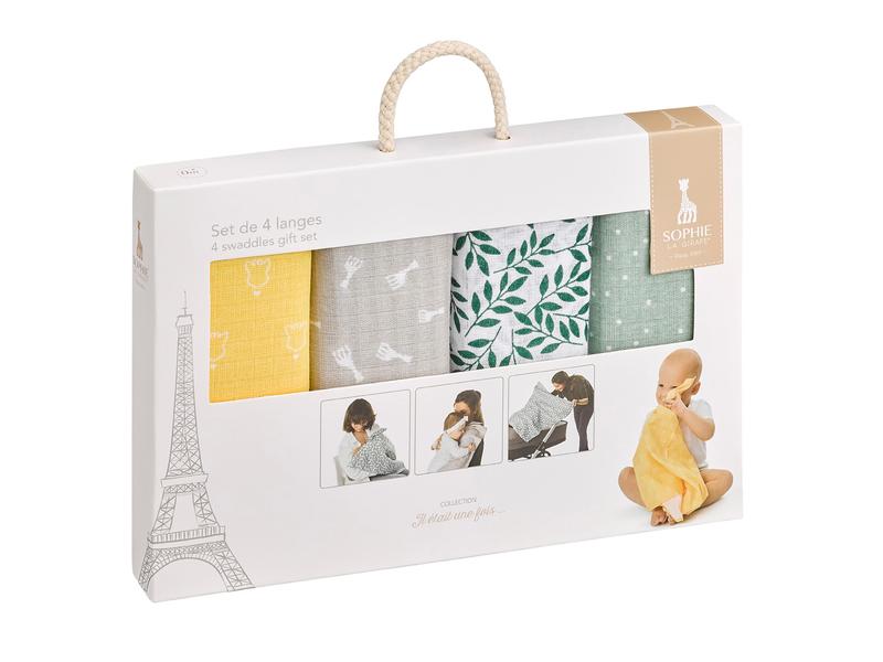 Sophie la girafe Mulltuch 4er Set 70 cm x 70 cm Set aus vier Mulltüchern