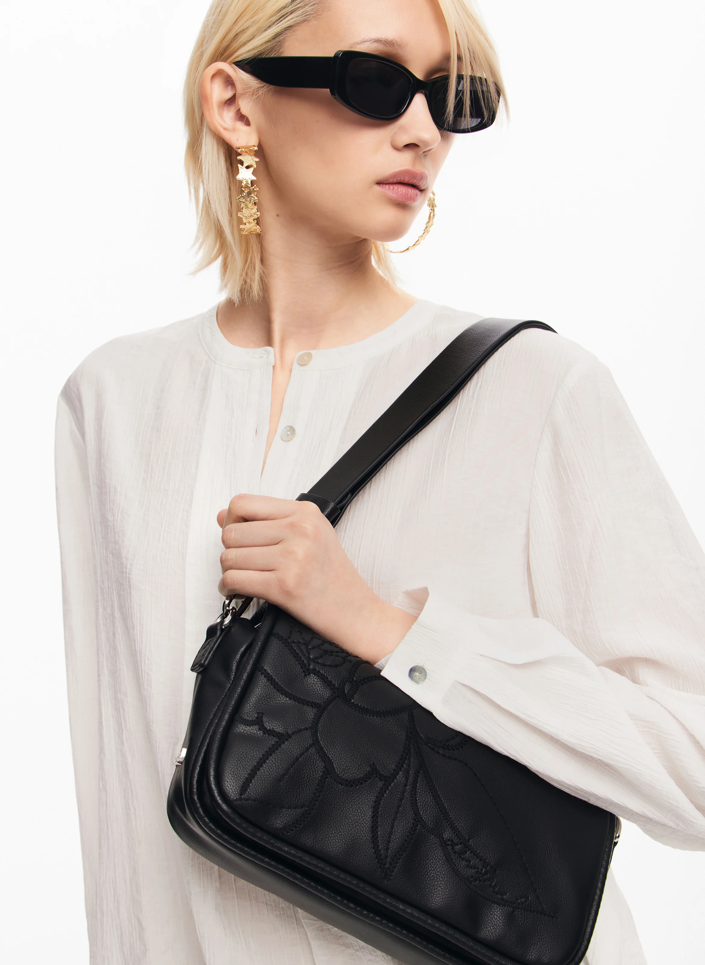 Sac porté épaule brodé | Noir