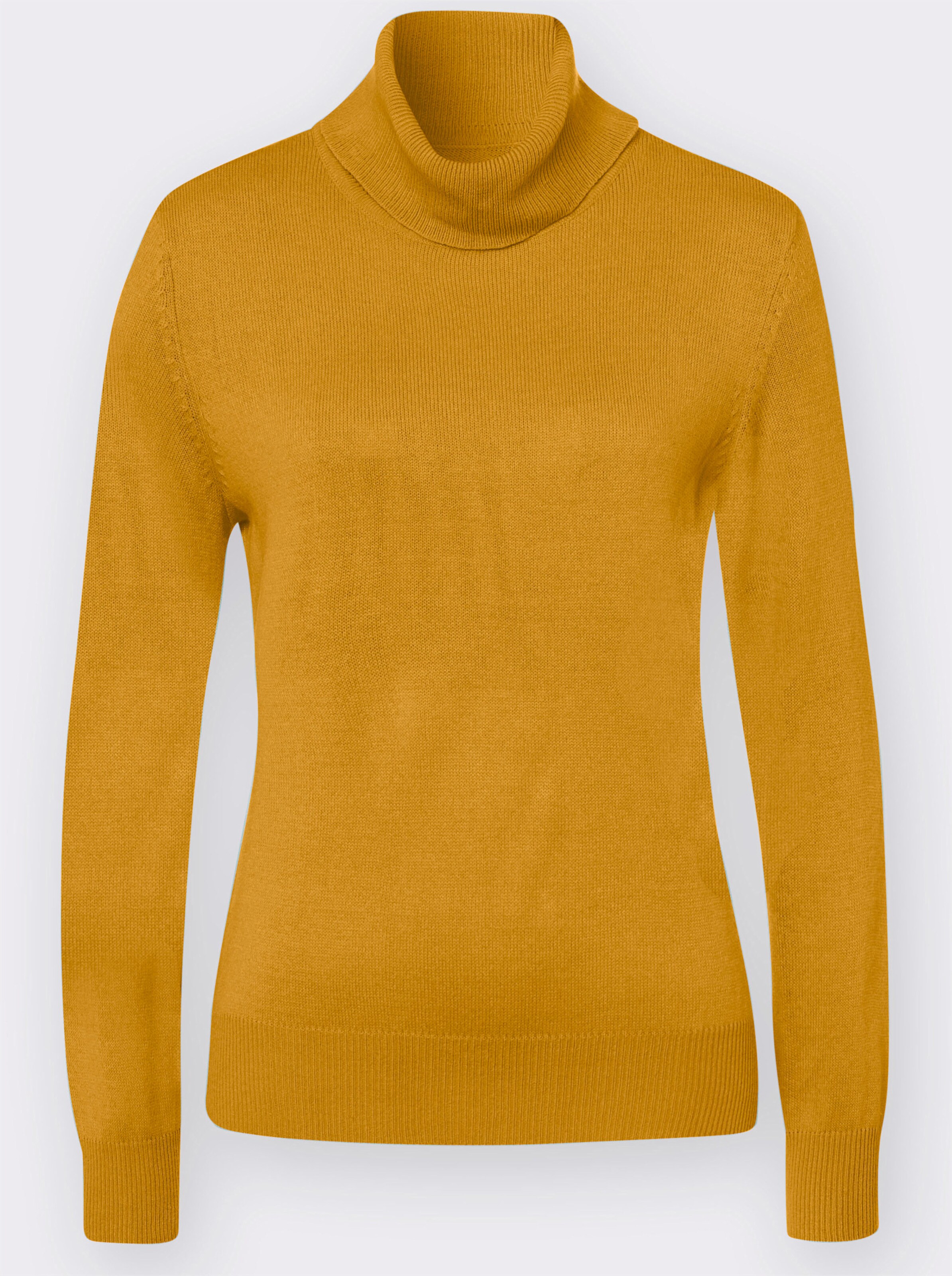 Rollkragenpullover mit Ripp-Bündchen