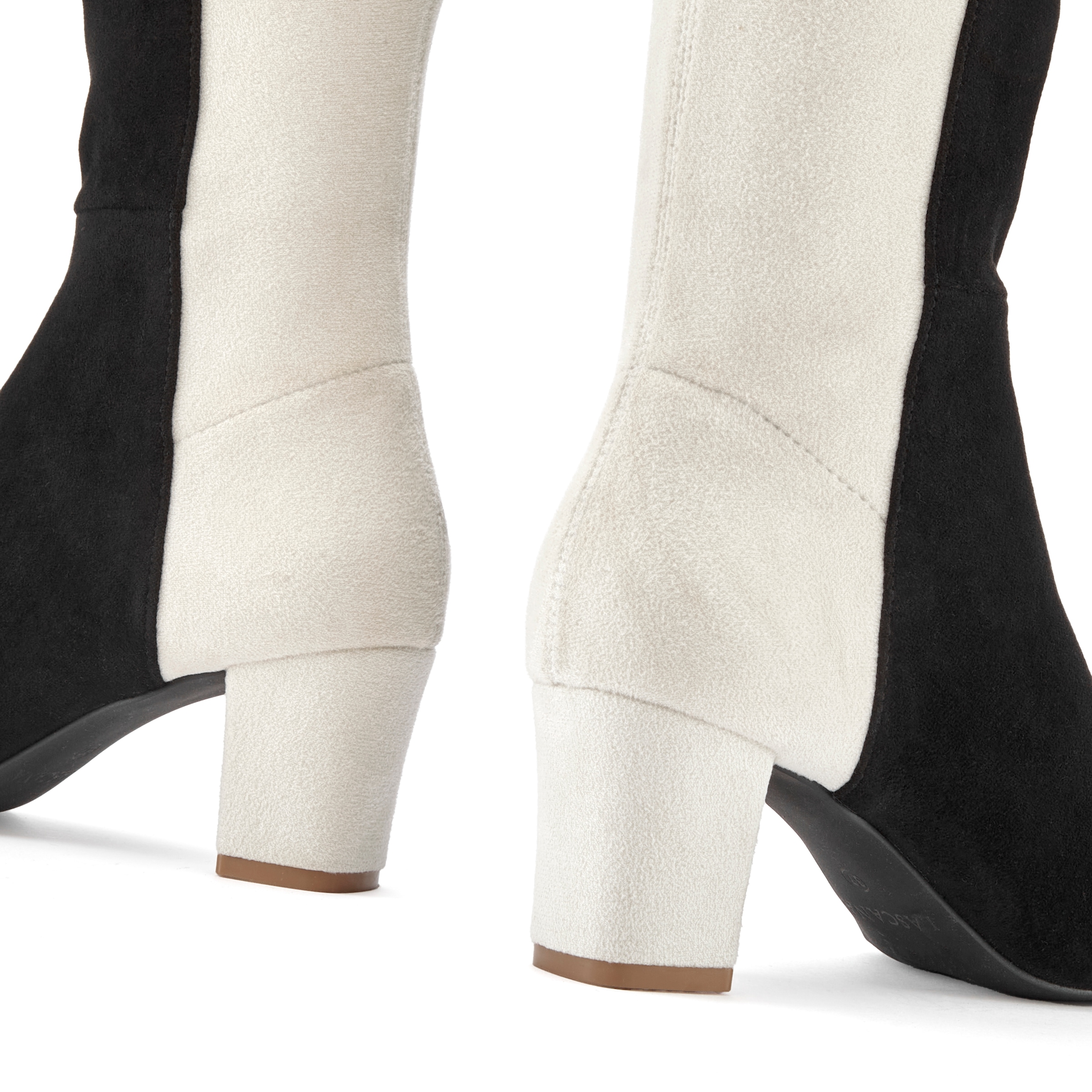 LASCANA Stiefel  Langer Stiefel, Stiefelette mit Blockabsatz in zweifarbiger Optik