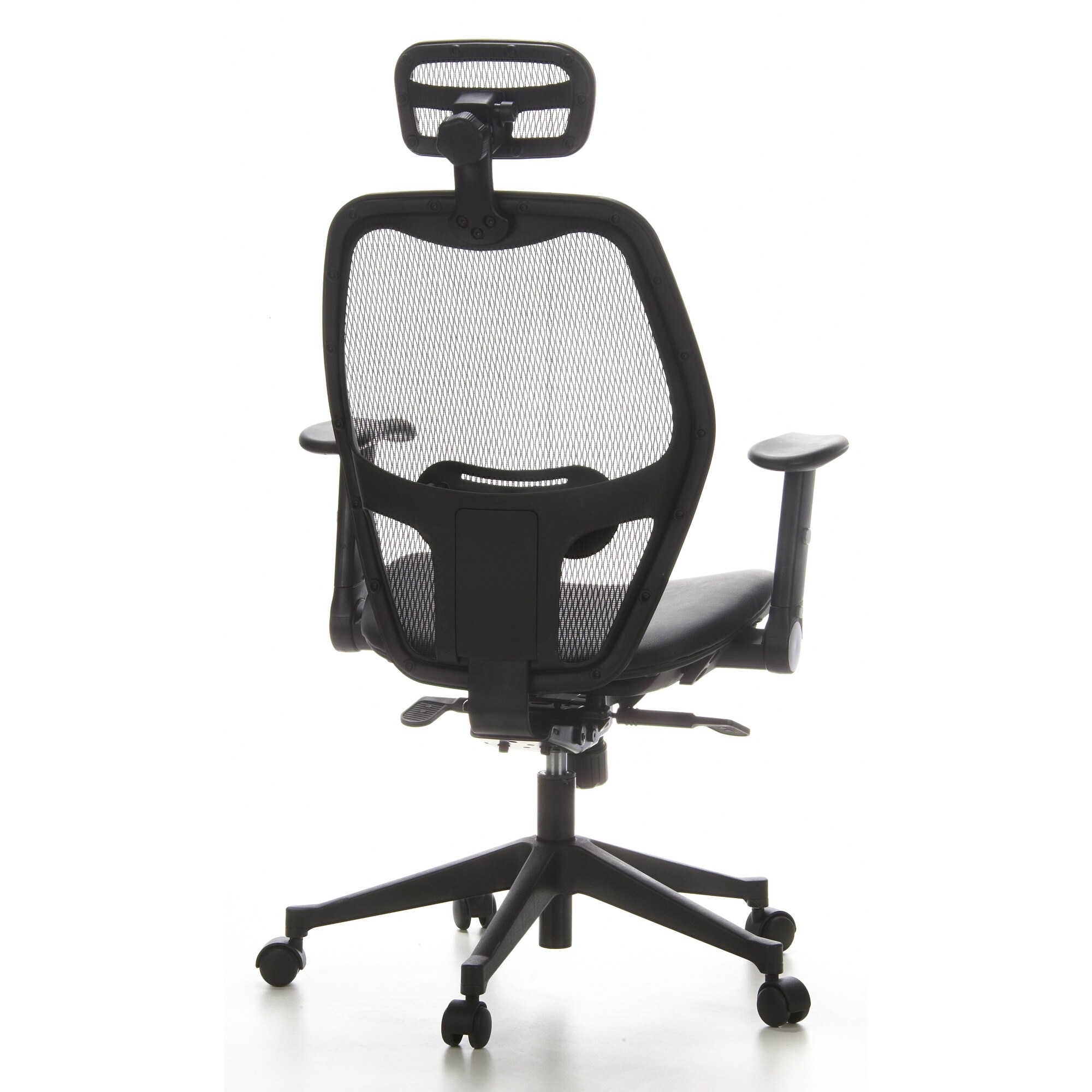 Profi Bürostuhl AIR-PORT Netzstoff/Leder mit abklappbaren Armlehnen hjh OFFICE