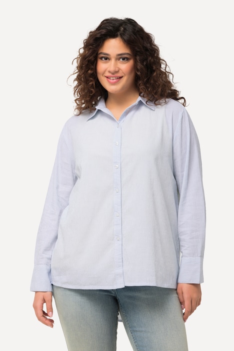 Bluse, Streifen, Hemdkragen, Langarm