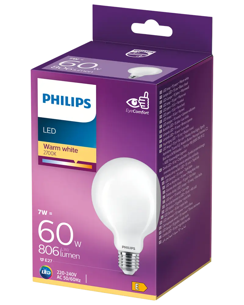 PHILIPS LED-pære filament 7W E27 G93