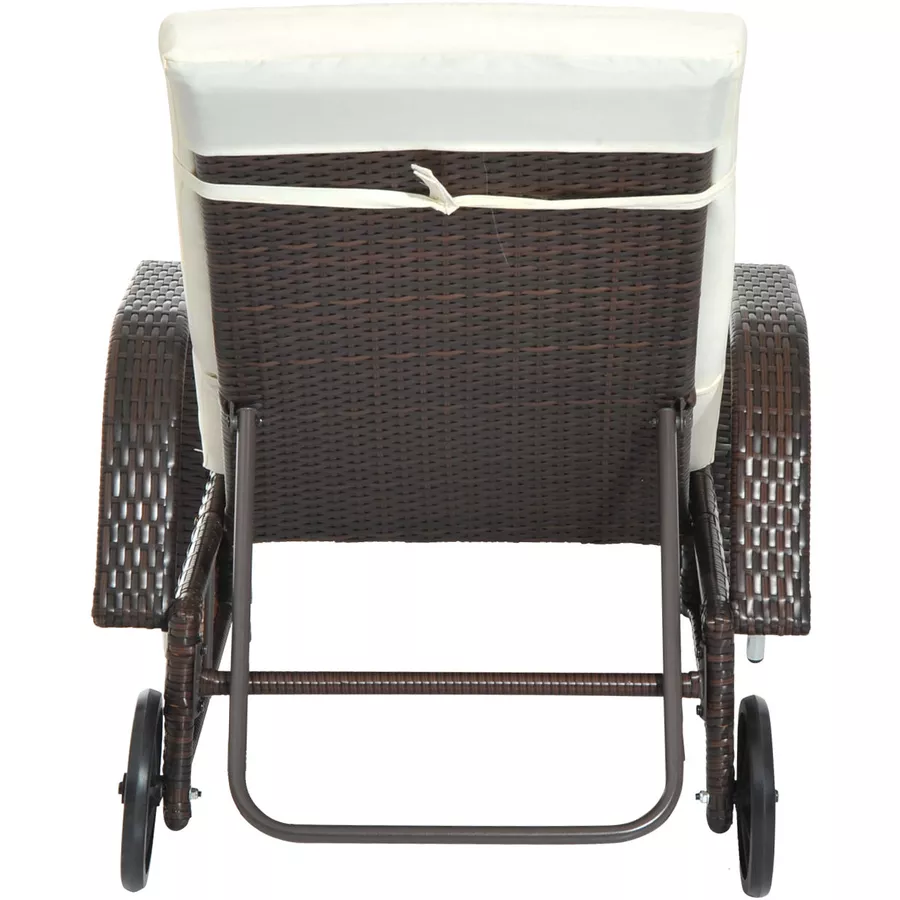 Outsunny Mobile Rattanliege für den Garten kaffeebraun, creme