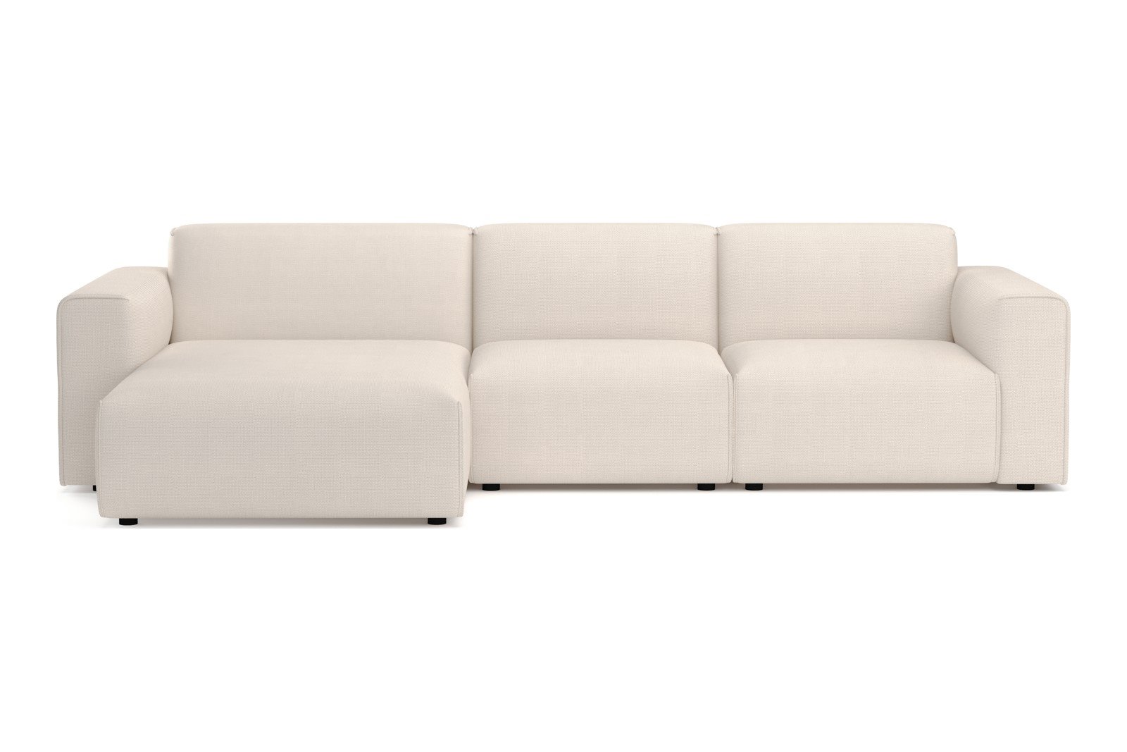 Monaco Lux 2,5-seter med XL sjeselong venstre Tekstil Fjord 1 Ivory med sorte ben. Lux komfort.
