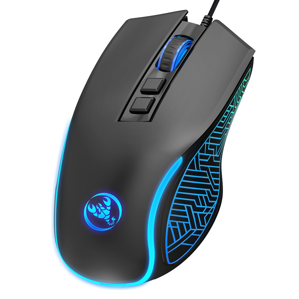 Optische kabelgebundene USB Gaming Maus 3600 DPI mit RGB Beleuchtung und 7 Tasten - Schwarz