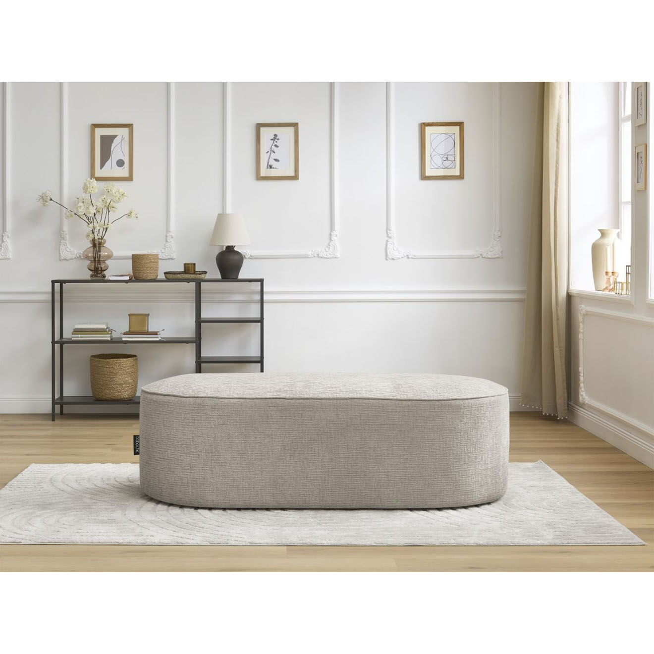Bobochic Pouf pour canapé modulable Rousseau texturé beige - 140x70x45 cm