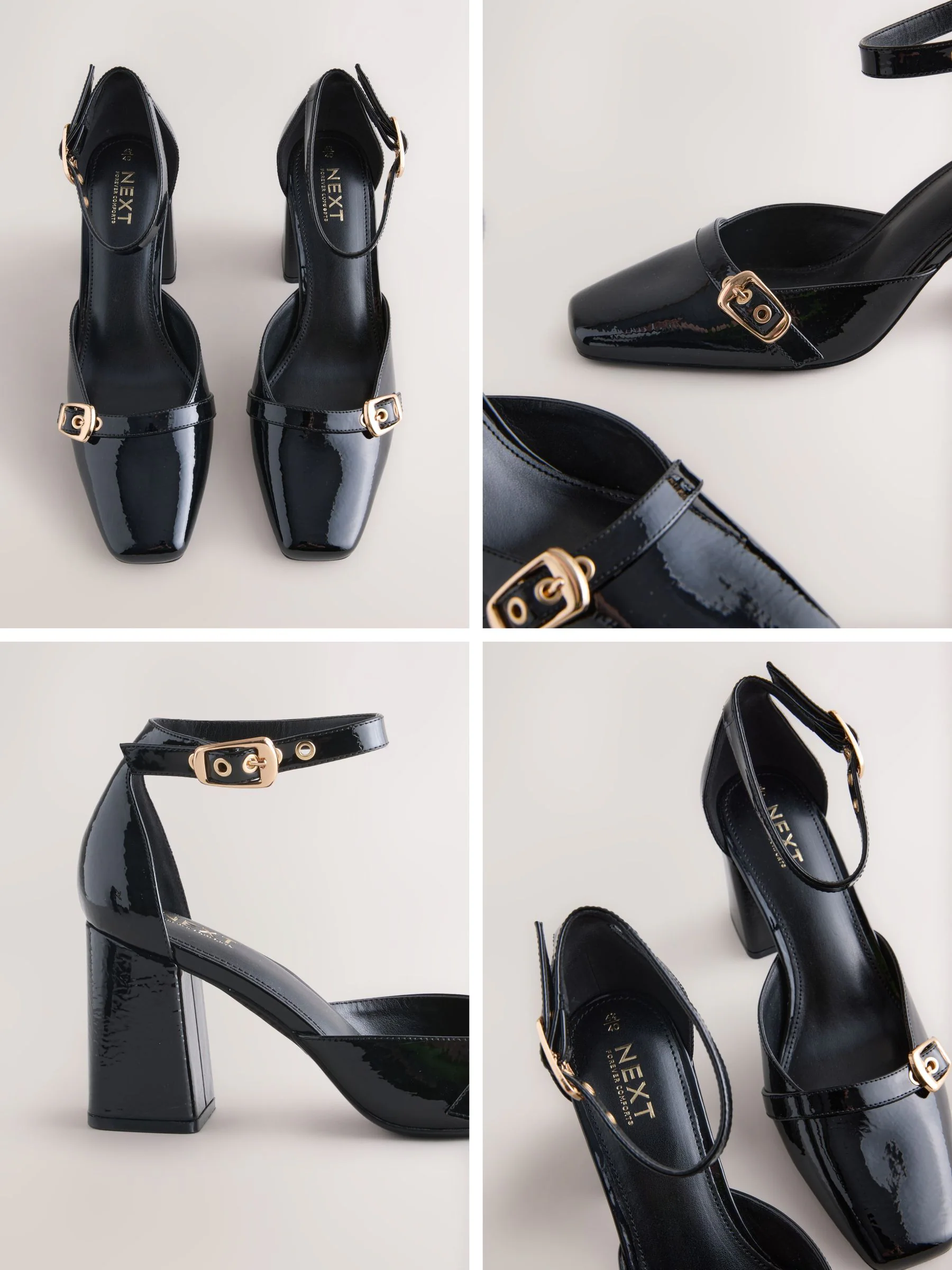 Zwart - Forever Comfort® Buckle Closed Toe Block Heels