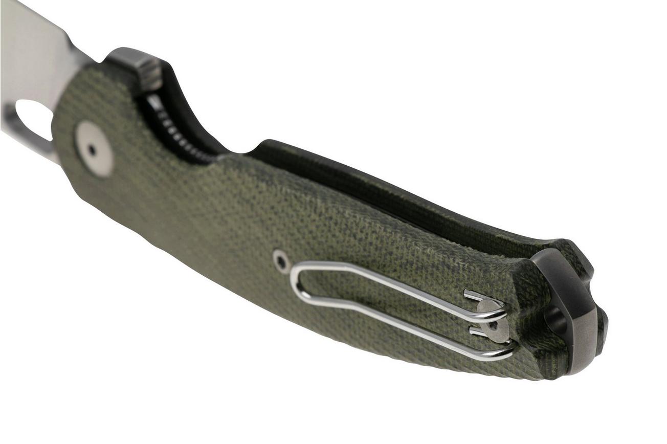 GiantMouse ACE Jagt, CPM Magnacut, Green Canvas Micarta, zakmes