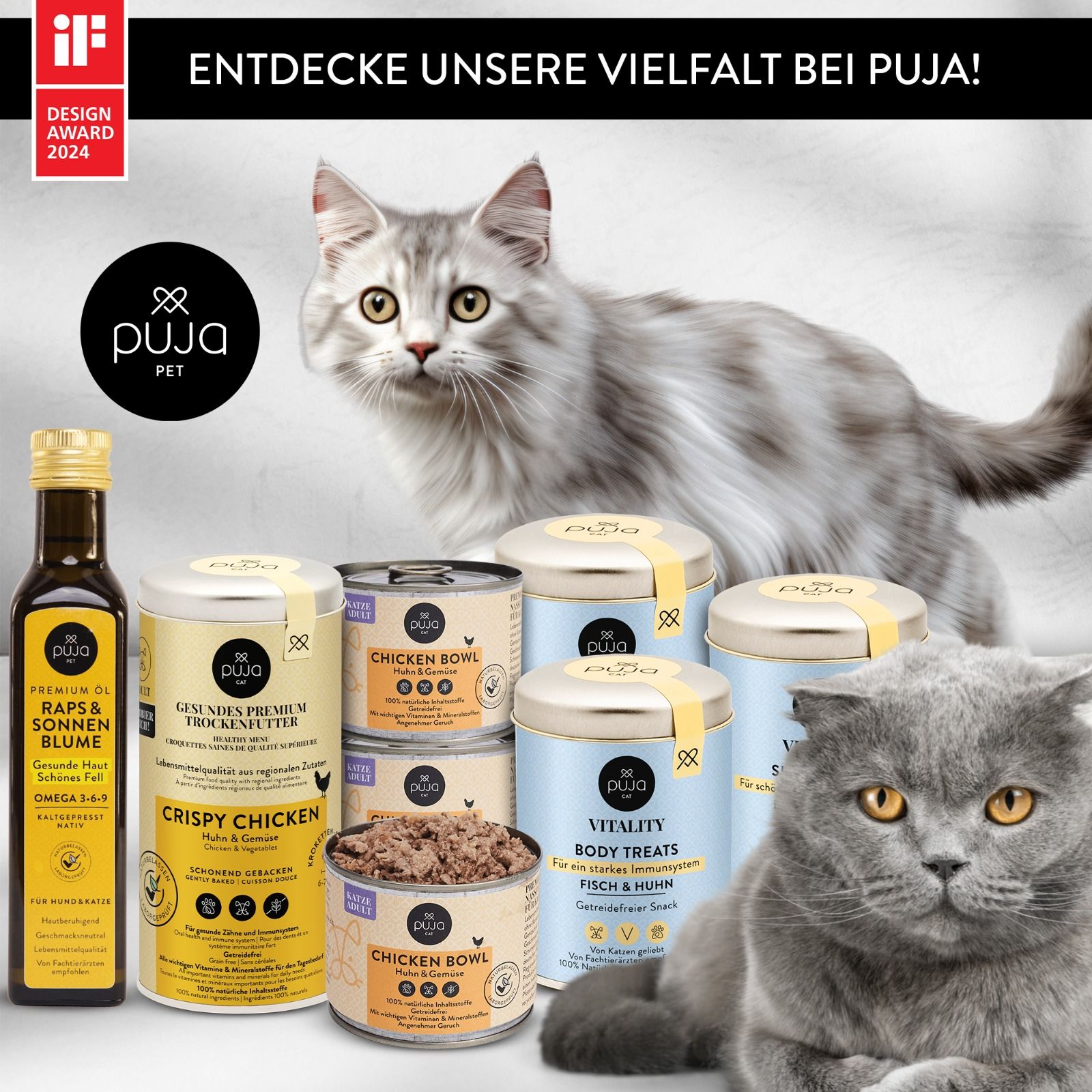 PUJA Snacks Probierset Beauty für Katzen