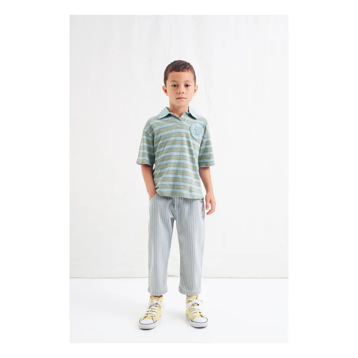 Tocoto Vintage Polo Rayure Coton Bio | Vert