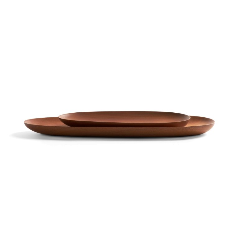 Ethnicraft Thin Oval serveerschaal set van 2 zwart mahonie