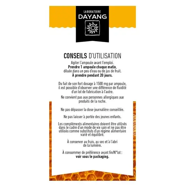 Dayang Geléia Real Orgânica 1500mg 20 ampolas