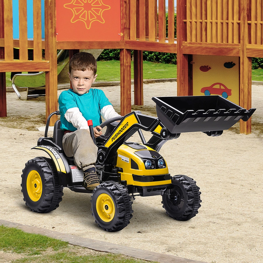 HOMCOM Elektrischer Kinderbagger mit Schaufel gelb