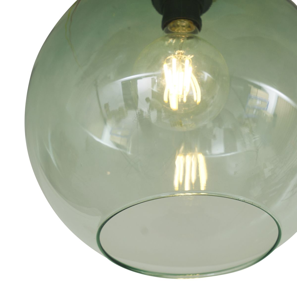 Art Deco plafondlamp messing met groen glas - Sandra